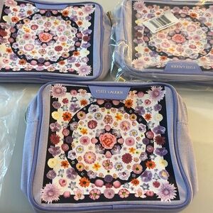 3-pc estee lauder flora cosmetic bag